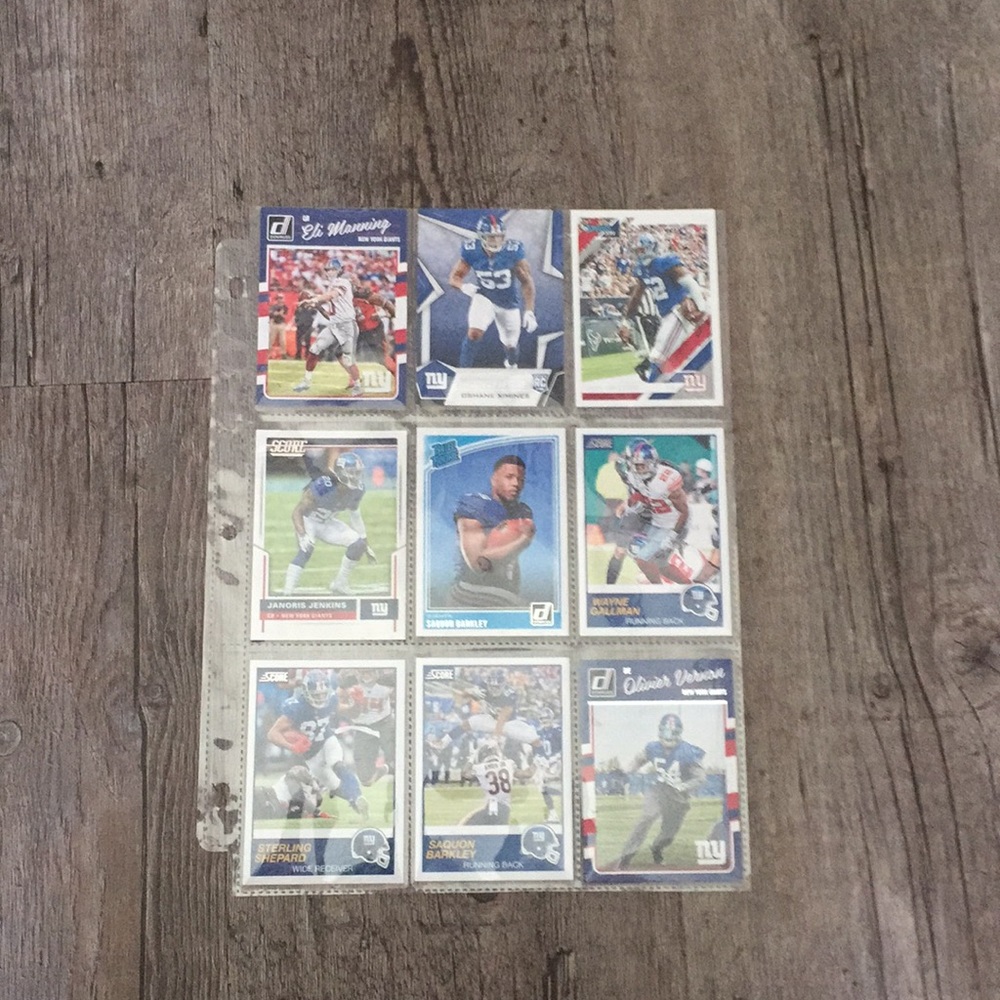 9 New York giant football cards